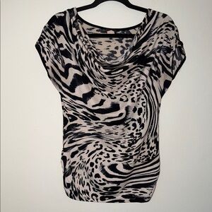 Vintage Y2K Agenda Leopard Print Cowl Neck Stretchy Top Party Baddie